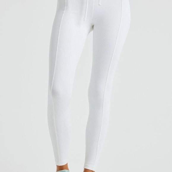 NWT YEAR OF OURS Ribbed Football Leggings Lace-Up Pants • White • XS - Picture 3 of 14